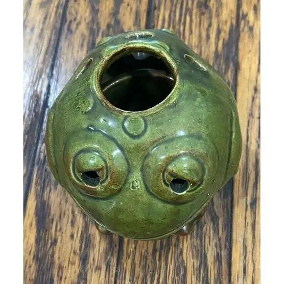 Vintage Ceramic Frog Candle Holder/ Incense Burner Cute Village Bath Products - Picture 3 of 10